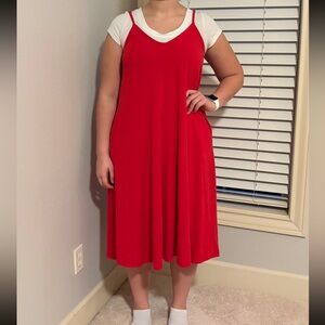 Zenana Outfitters Red Layered Midi Dress